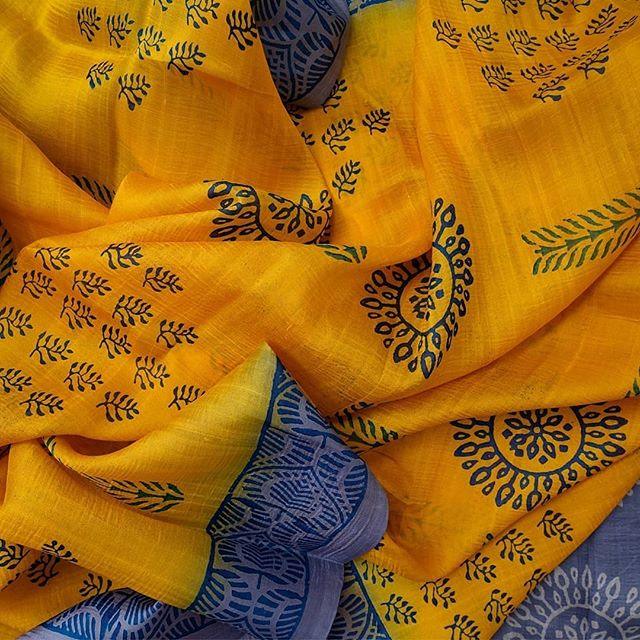 Trendy Yellow Colored Festive Printed Pure Linen Saree - Ibis Fab