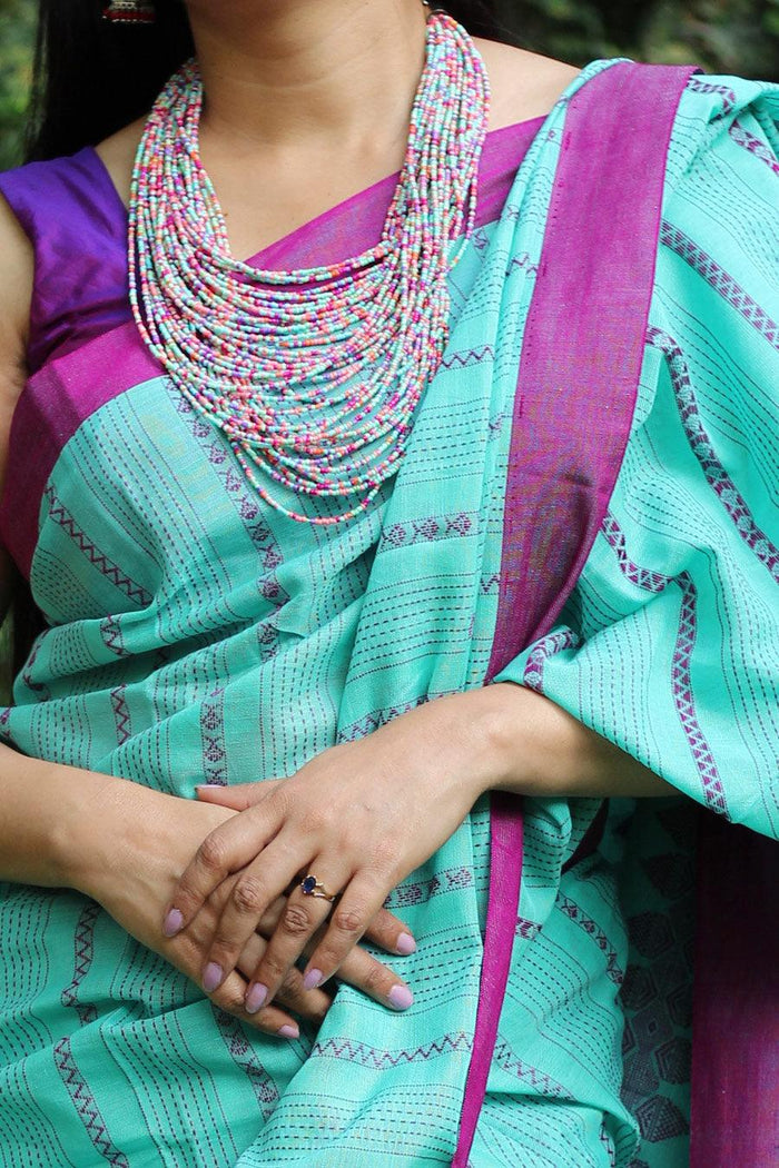 Unique Light Blue Colored Festive Wear Linen Saree