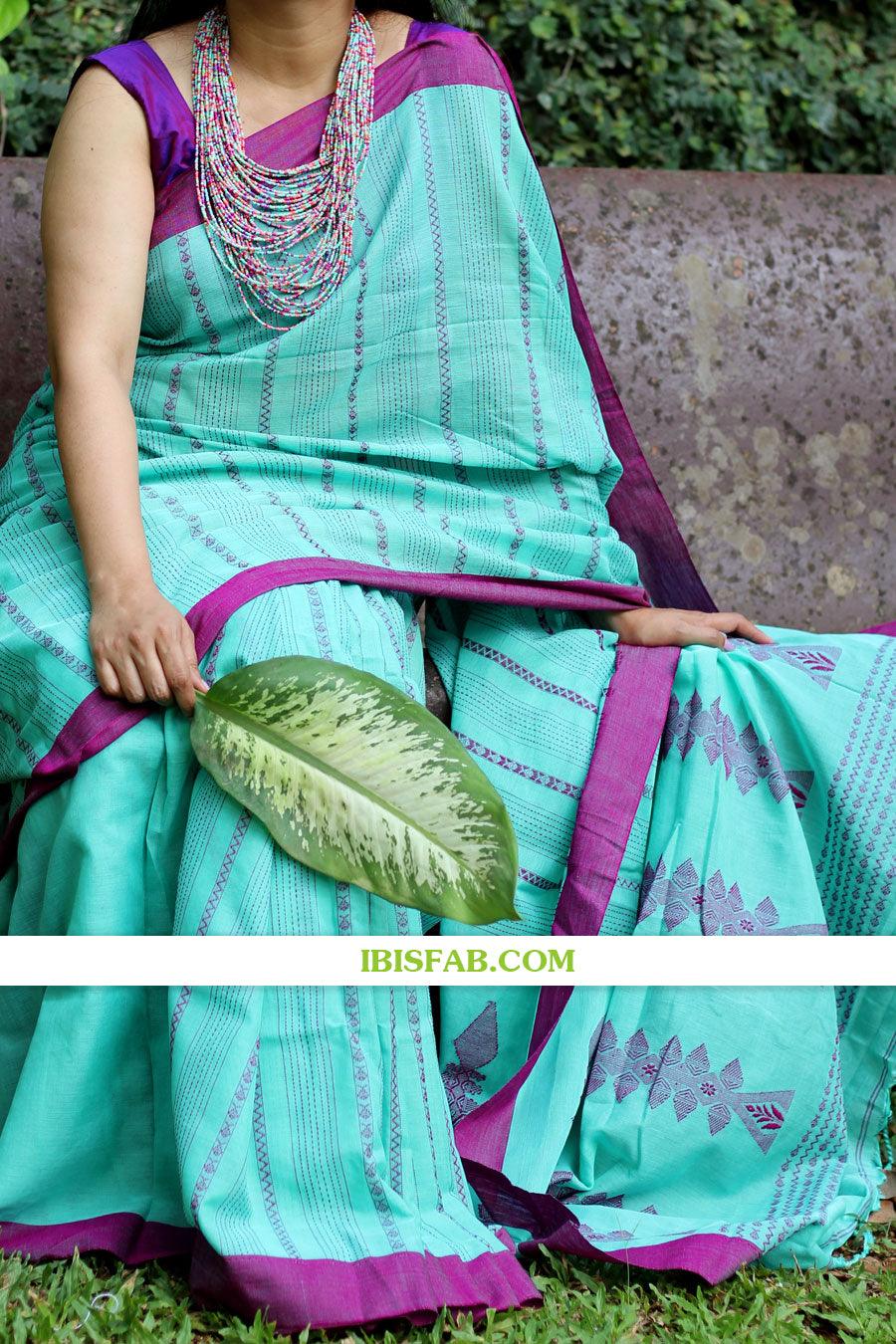 Unique Light Blue Colored Festive Wear Linen Saree - Ibis Fab