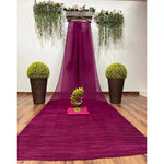 Violet Plain Half Pleated Japan Satin Saree - Ibis Fab
