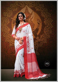 White Festive Wear Soft Silk Saree