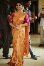 yellow Colored Soft Silk Printed Saree With Blouse - Ibis Fab